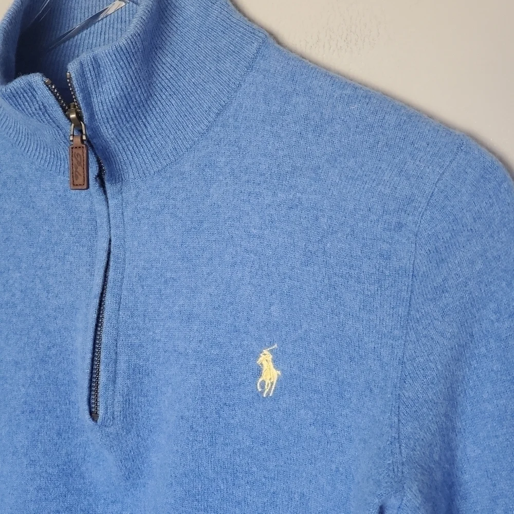 Polo Ralph Lauren Quarter Zip Pullover Merino Wool Sweater Preppy Academia